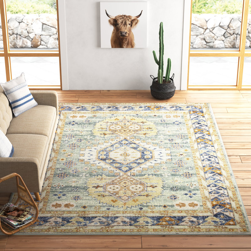 Mistana™ Wayne Performance Light Green/Blue/Beige Rug & Reviews Wayfair